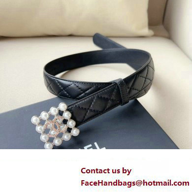 Chanel Width 3cm Metal & Glass Pearls calfskin belt AAA036 08 2024 - Click Image to Close